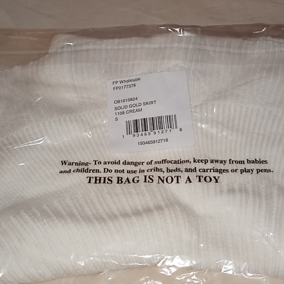 Free People Solid Gold Ribbed Knit Mini Skirt Ivory - Picture 6 of 16